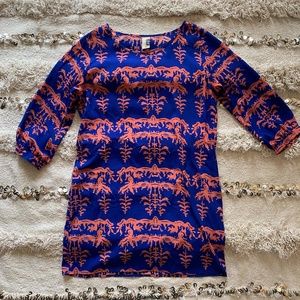 Francesca's Coral & Royal Blue Shift Dress